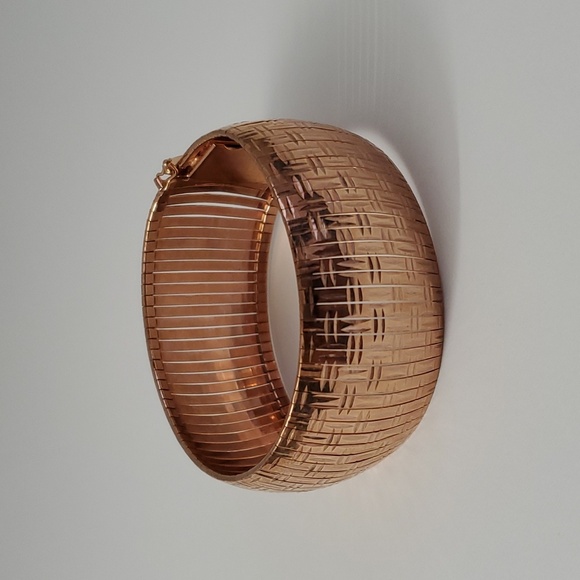 Sterling Silver 925 Wide Bracelet Rose Gold - Picture 2 of 14